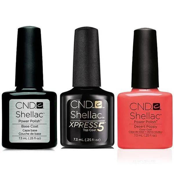 CND - Shellac Xpress5 Combo - Base, Top & Desert Poppy (0.25 OZ)