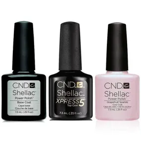 CND - Shellac Xpress5 Combo - Base, Top & Grapefruit Sparkle (0.25 oz)