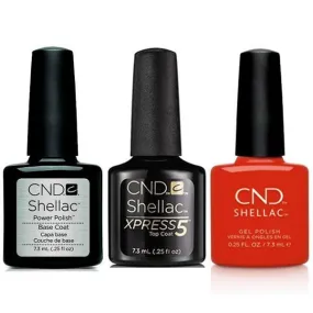 CND - Shellac Xpress5 Combo - Base, Top & Hot Or Knot (0.25 oz)