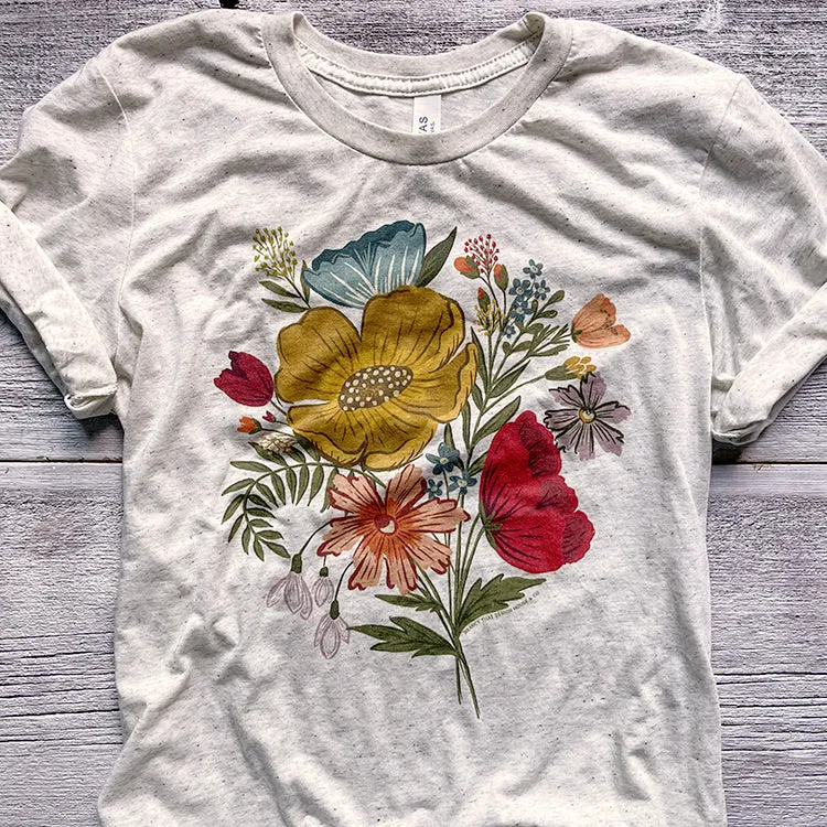 Colorful Flower Bouquet Triblend Tee / T Shirt