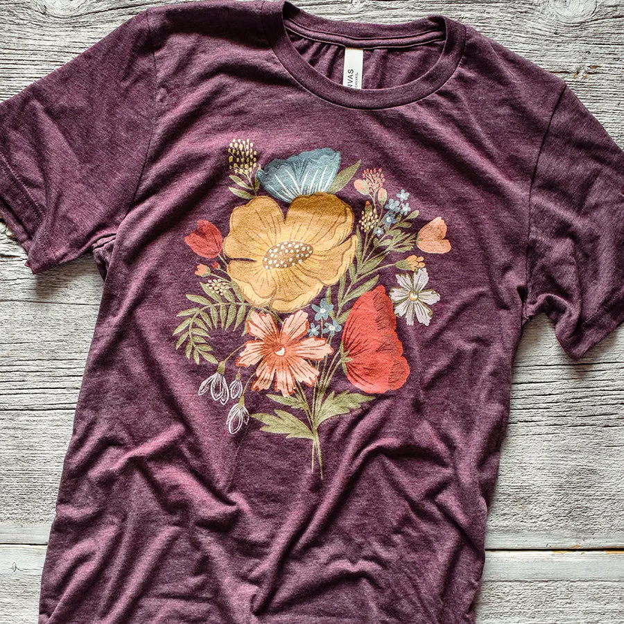 Colorful Flower Bouquet Triblend Tee / T Shirt