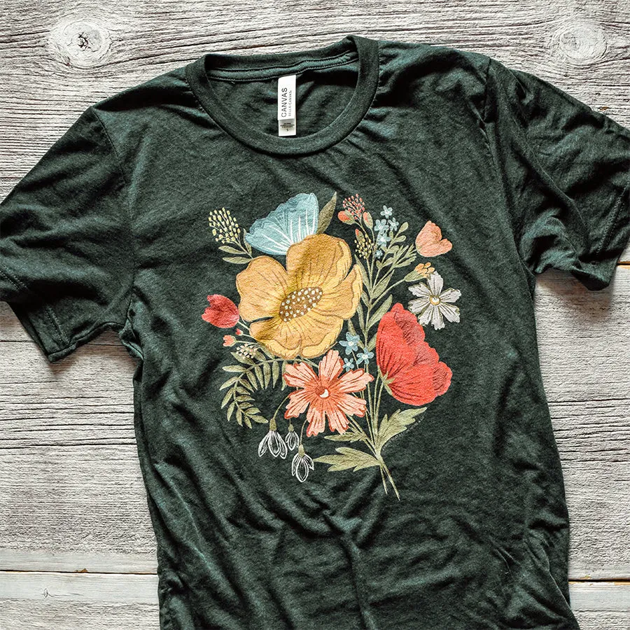 Colorful Flower Bouquet Triblend Tee / T Shirt