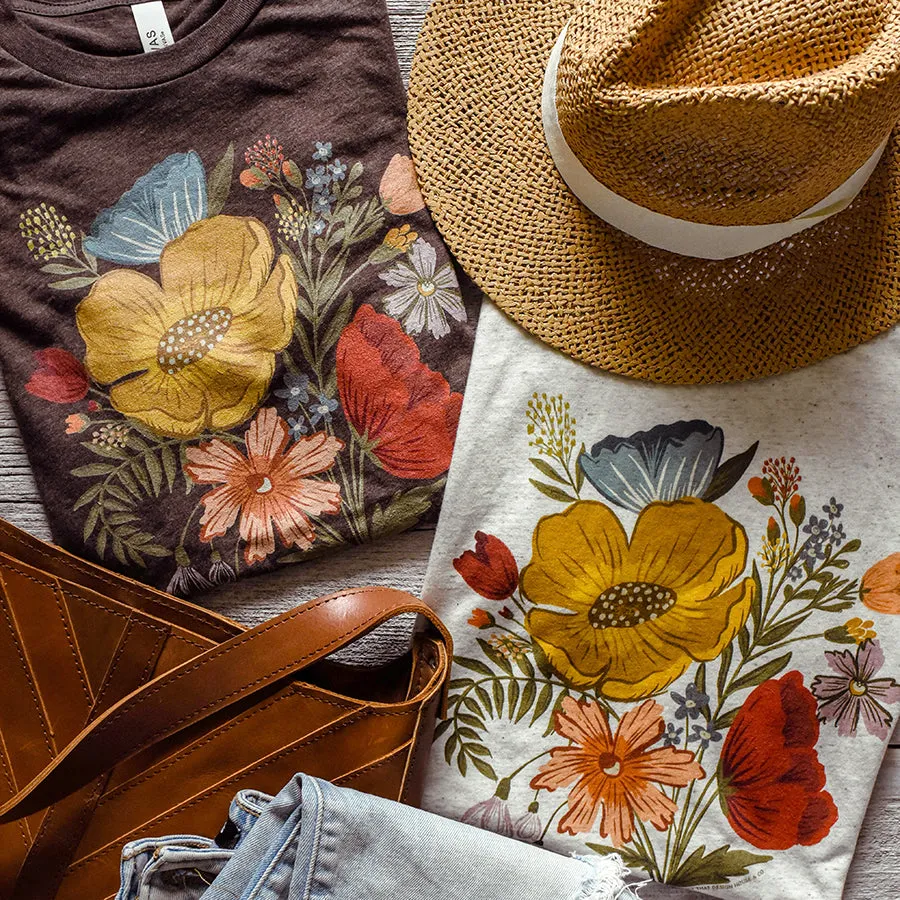 Colorful Flower Bouquet Triblend Tee / T Shirt