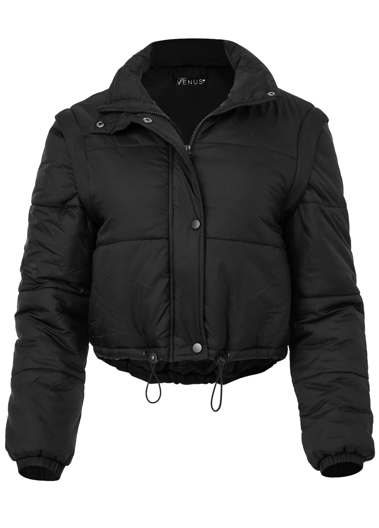 Convertible Puffer Coat - Black