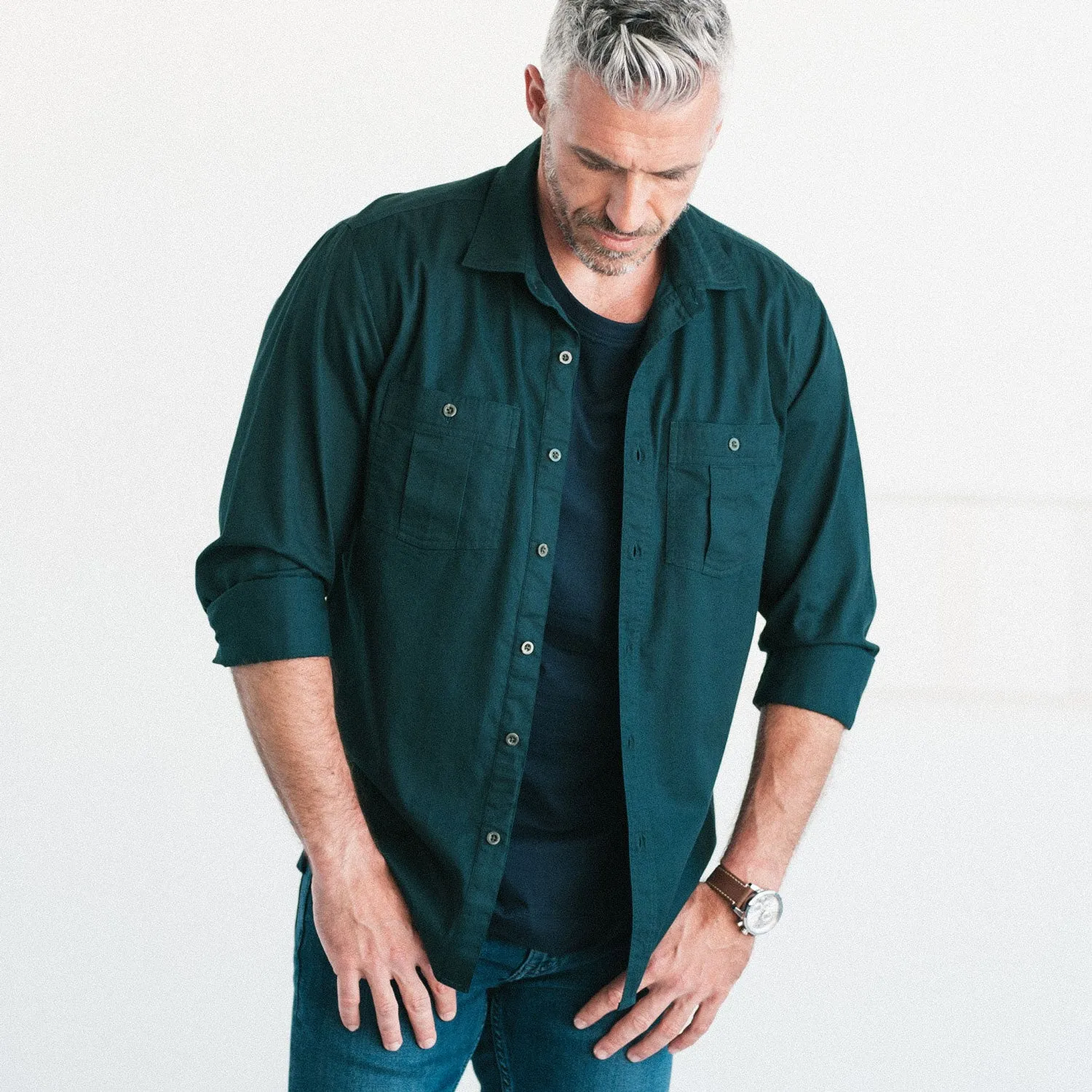 Craftsman Utility Shirt – Bottle Green Cotton Twill