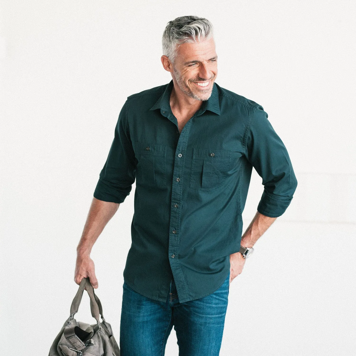 Craftsman Utility Shirt – Bottle Green Cotton Twill