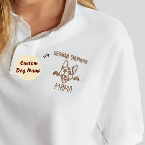 Custom German Shepherd Dog Mama Embroidered Polo Shirt, Personalized Polo Shirt with Dog Name, Gifts For German Shepherd Lovers