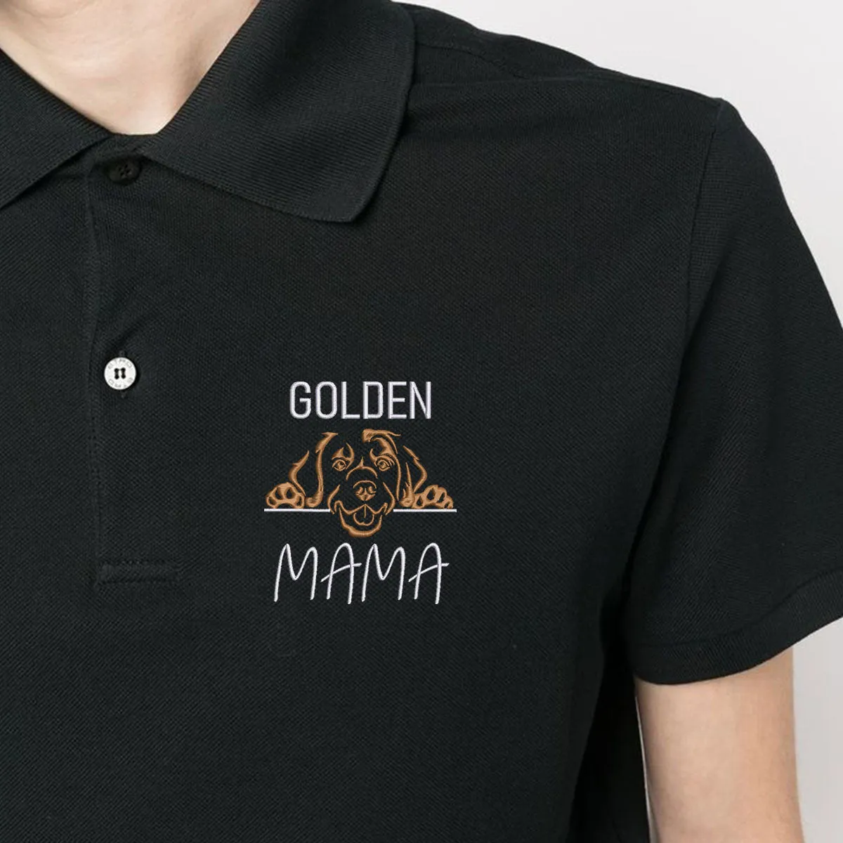 Custom Golden Retriever Dog Mama Embroidered Polo Shirt, Personalized Polo Shirt with Dog Name, Best Gifts for Golden Retriever Lovers