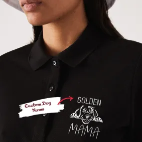 Custom Golden Retriever Dog Mama Embroidered Polo Shirt, Personalized Polo Shirt with Dog Name, Best Gifts for Golden Retriever Lovers