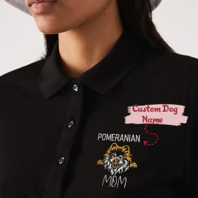 Custom Pomeranian Dog Mom Embroidered Polo Shirt, Personalized Polo Shirt with Dog Name, Best Gifts For Pomeranian Lovers