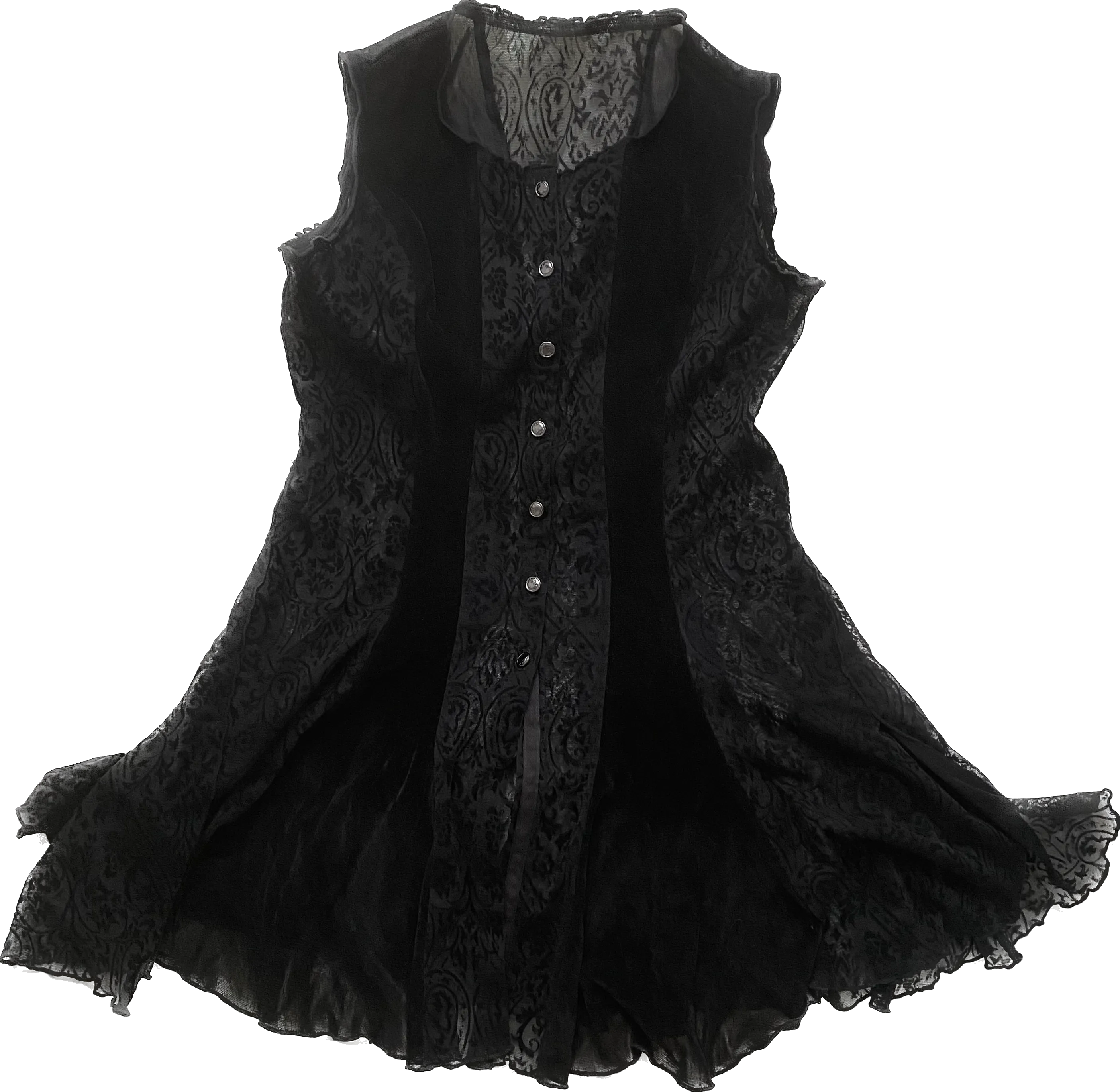 damask tulle & velvet see-through gilet