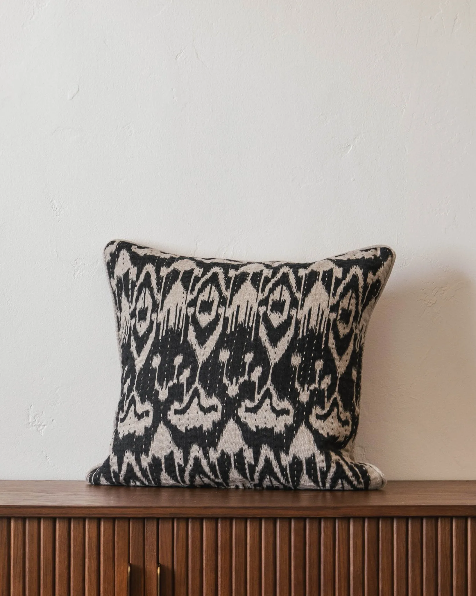 Dillon Quilted Linen Ikat Pillow