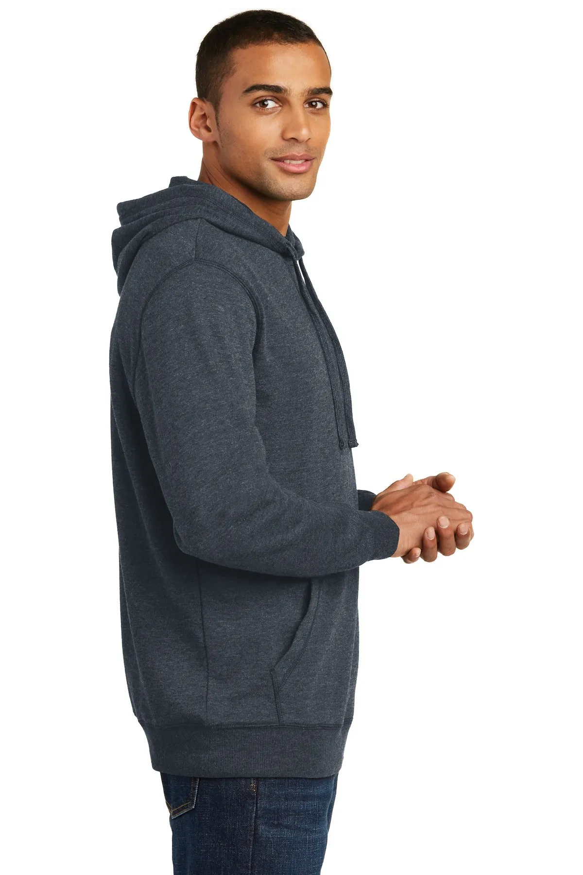 District Made Mens Lightweight Fleece Hoodie Heathered Navy