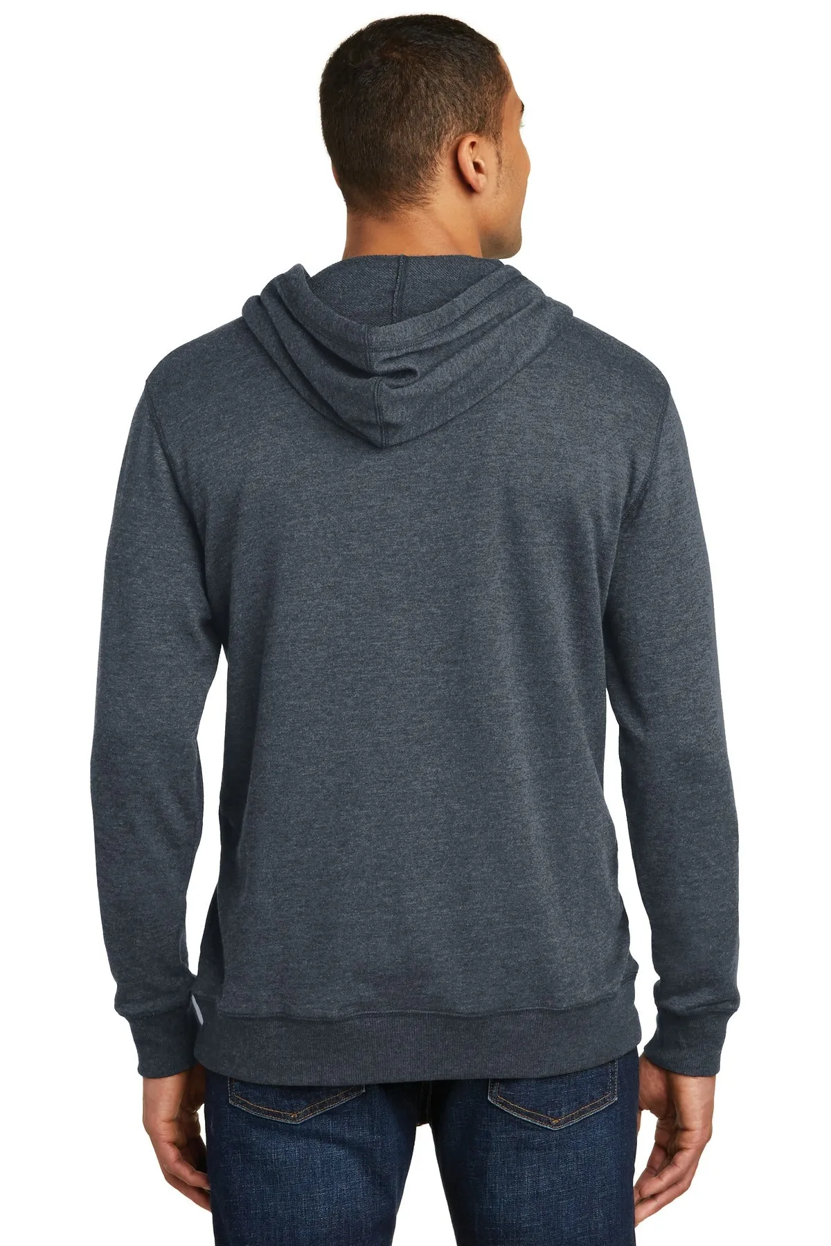 District Made Mens Lightweight Fleece Hoodie Heathered Navy