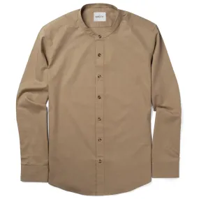 Essential Band Collar Button Down Shirt - Desert Stone Cotton Twill