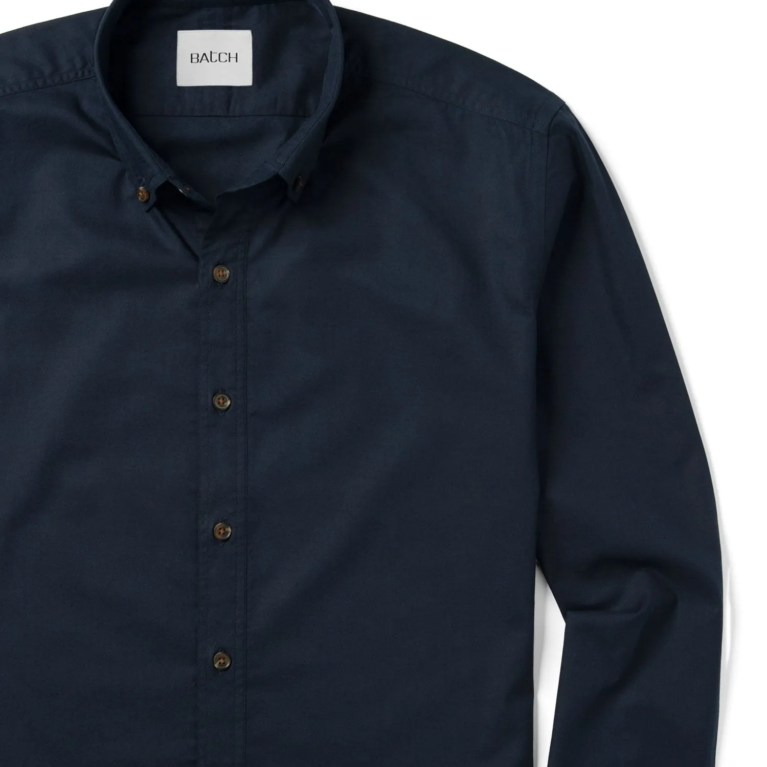 Essential Button Down Collar Casual Shirt - Dark Navy Cotton Twill