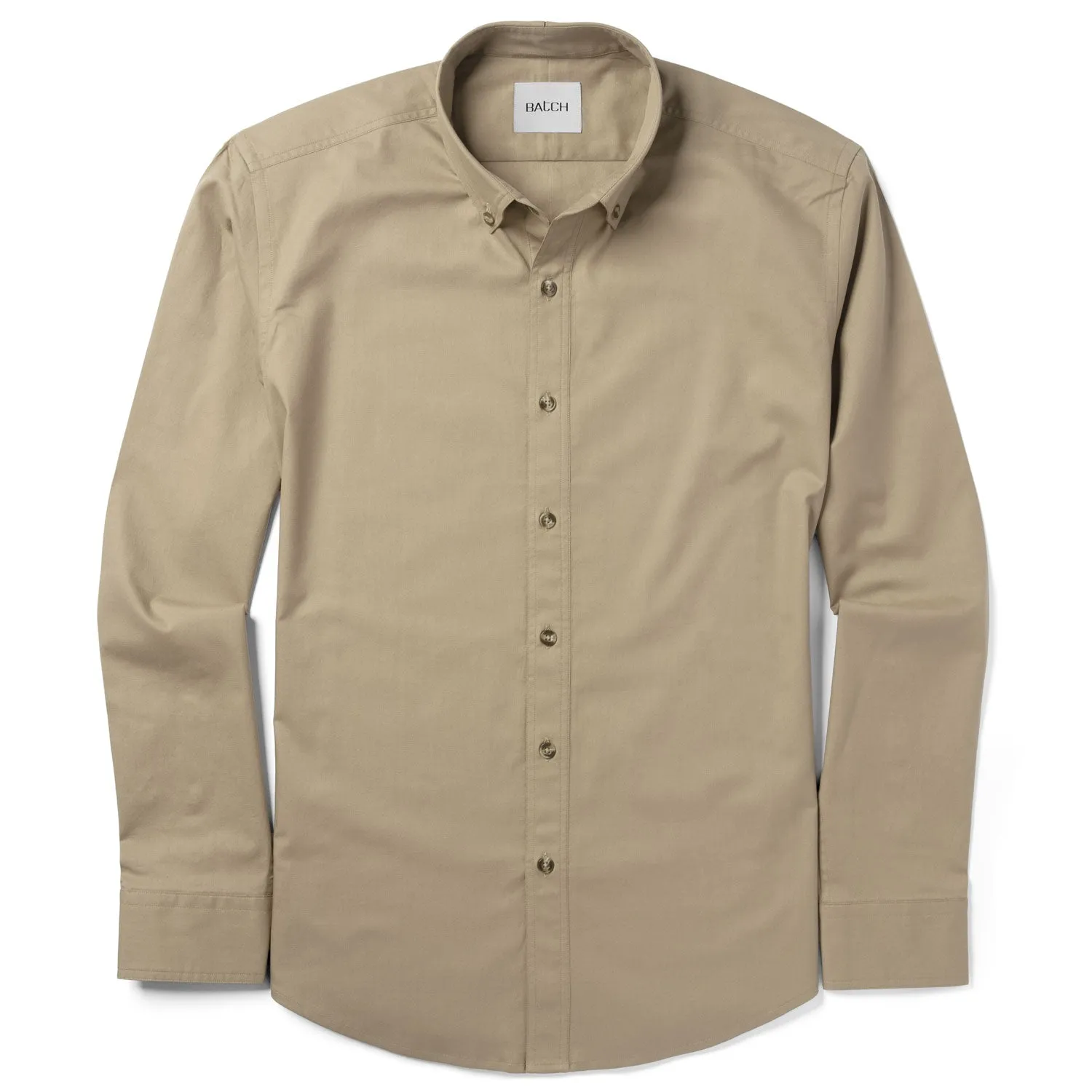 Essential Button Down Collar Casual Shirt - Desert Stone Cotton Twill