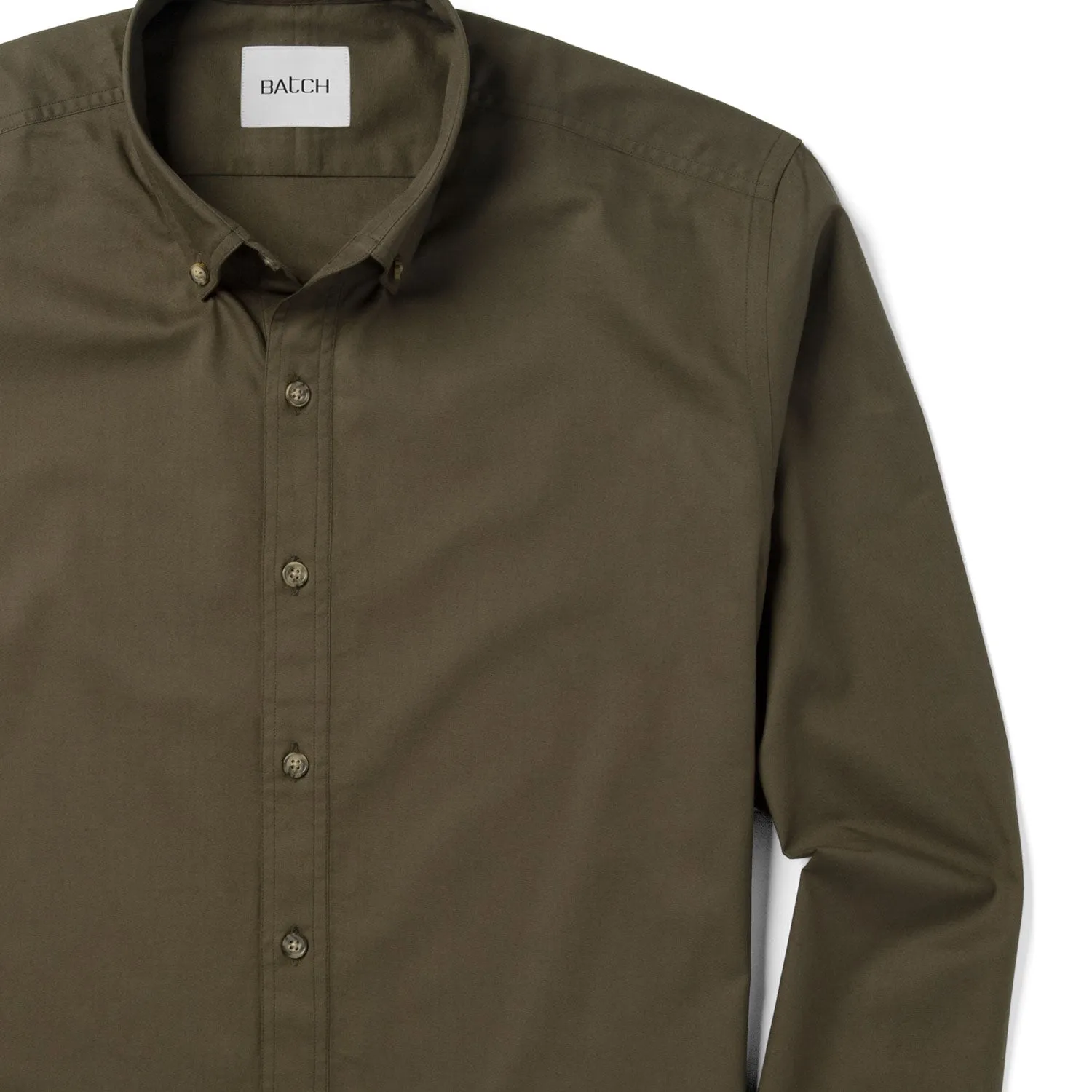 Essential Button Down Collar Casual Shirt - Olive Green Cotton Twill