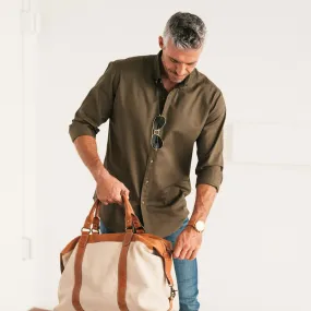 Essential Button Down Collar Casual Shirt - Olive Green Cotton Twill