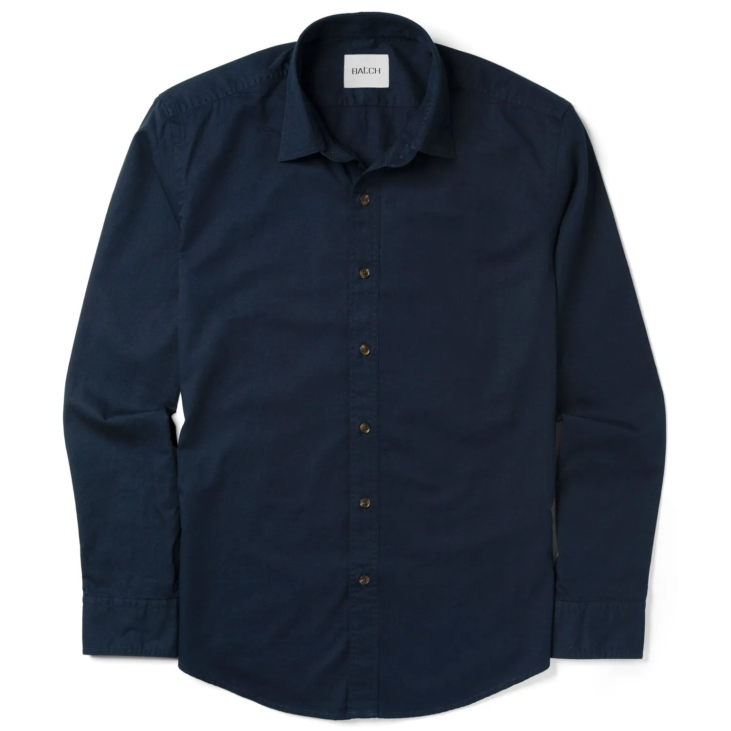 Essential Spread Collar Casual Shirt - Navy Cotton Twill