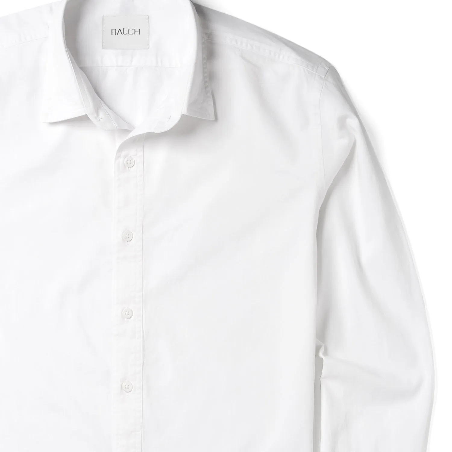 Essential Spread Collar Casual Shirt - Pure White Cotton Twill