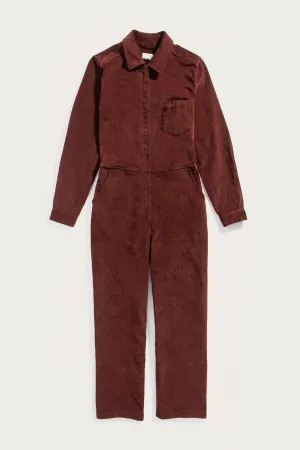 Faye Jumpsuit / Dark Red Pinwale