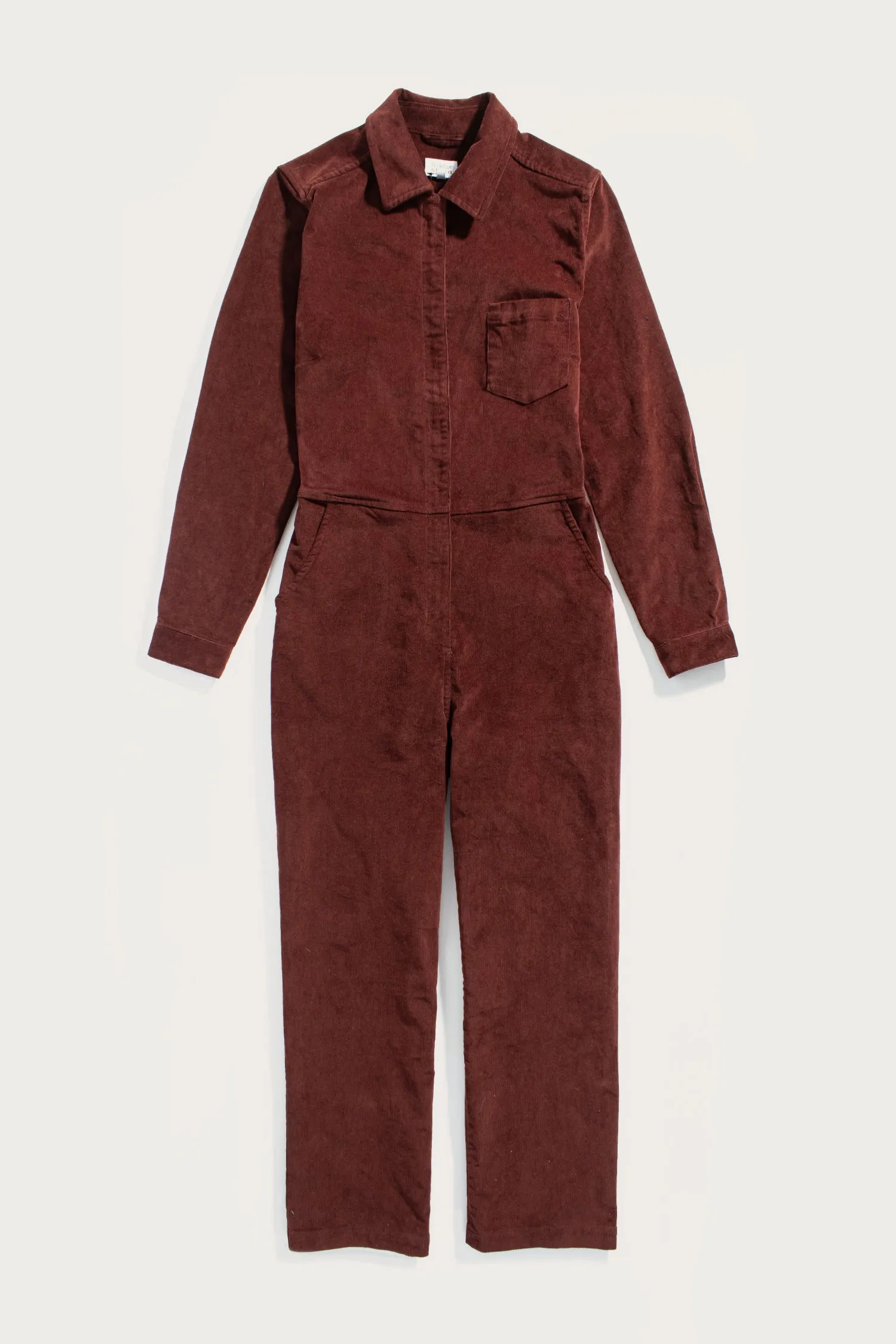 Faye Jumpsuit / Dark Red Pinwale