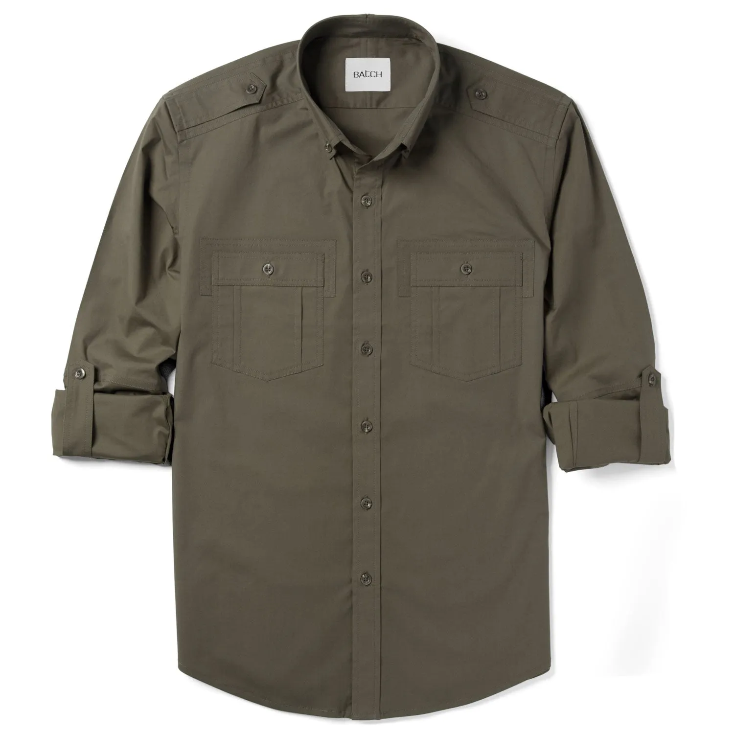 Finisher Utility Shirt – Fatigue Green Stretch Cotton Poplin