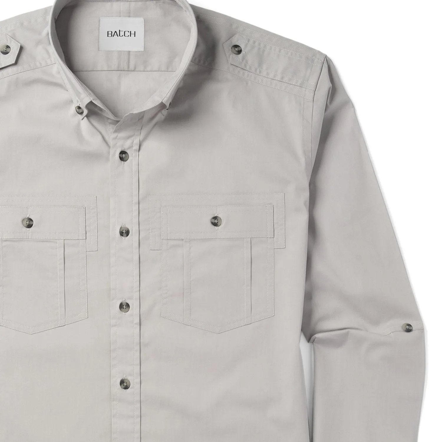 Finisher Utility Shirt – Stone Gray Stretch Cotton Poplin