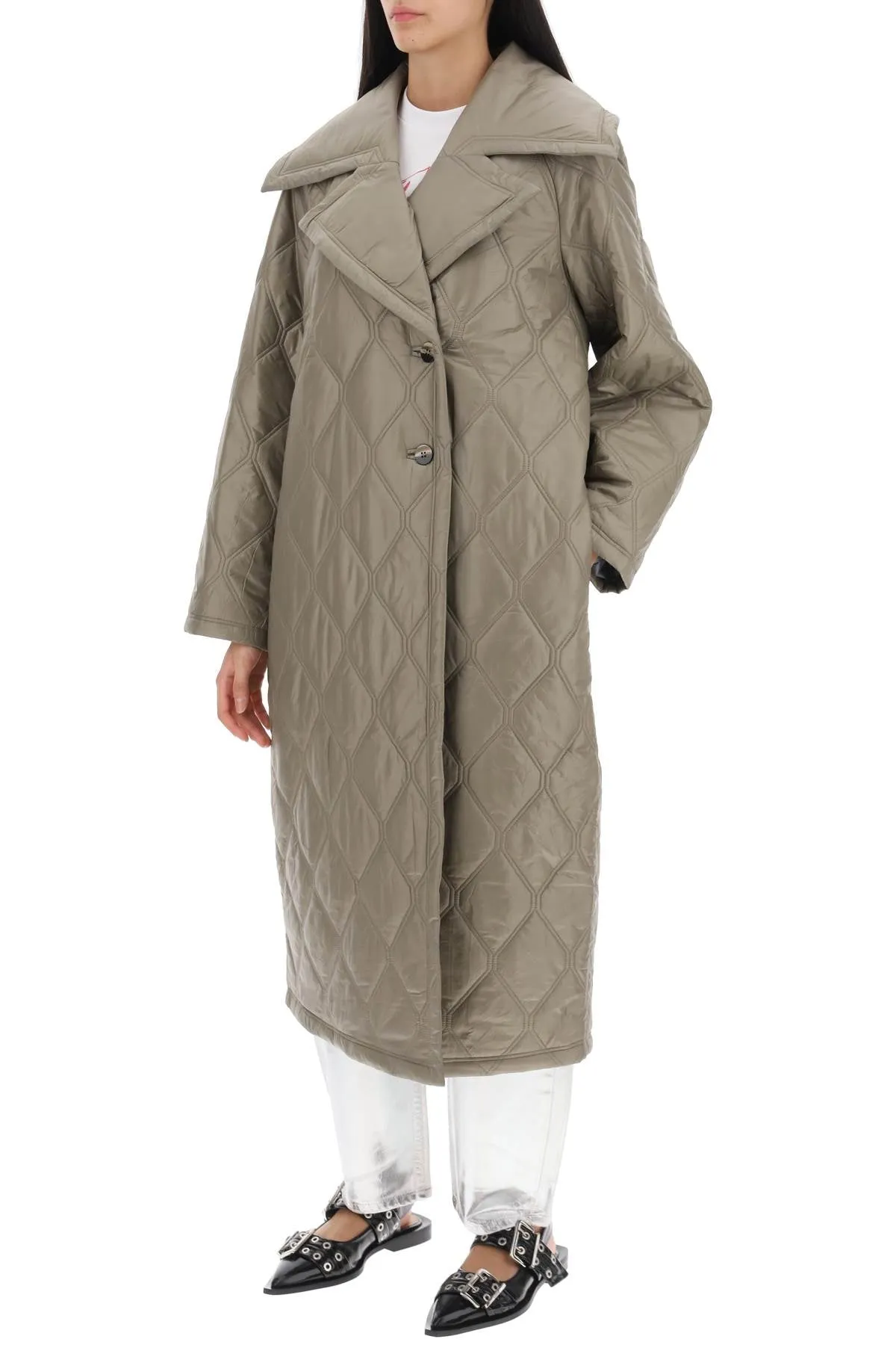 Ganni quilted oversized coat