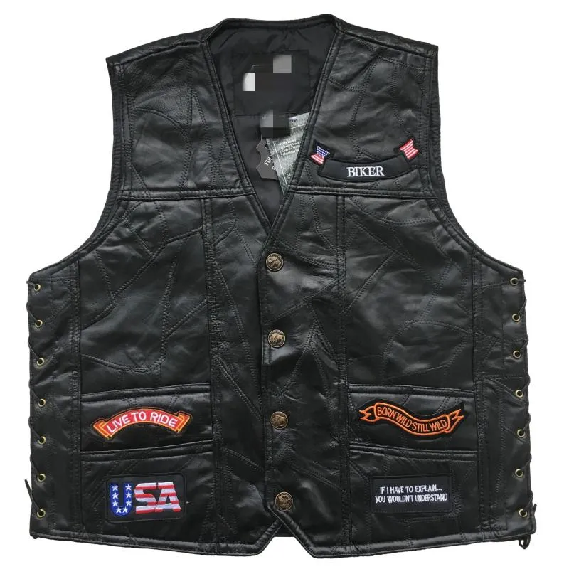 Gilet cuir biker Live to ride