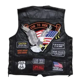 Gilet cuir biker Live to ride