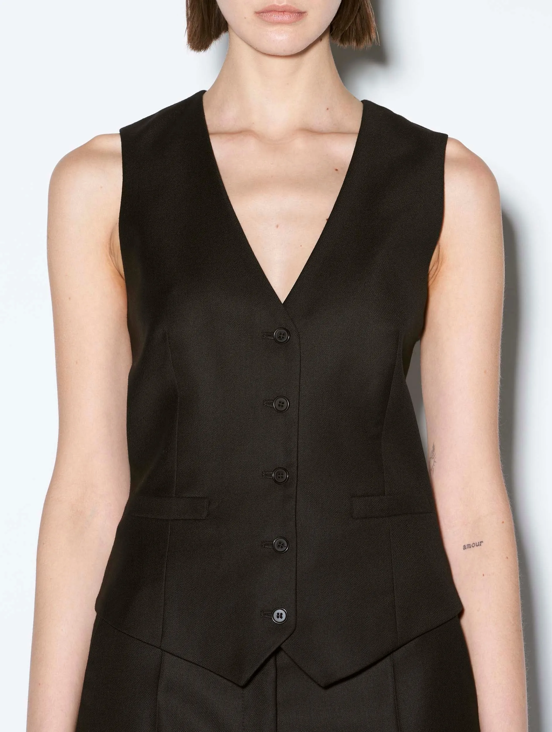 Gilet de costume en laine cachemire noir