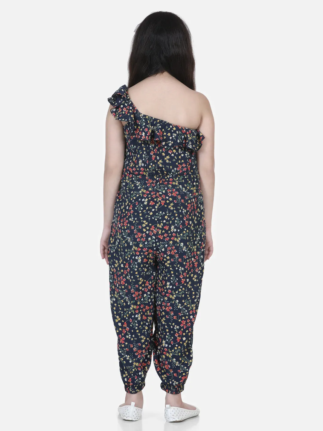 Girl's Floral Printed One Shoulder Jumpsuit - StyleStone Kid