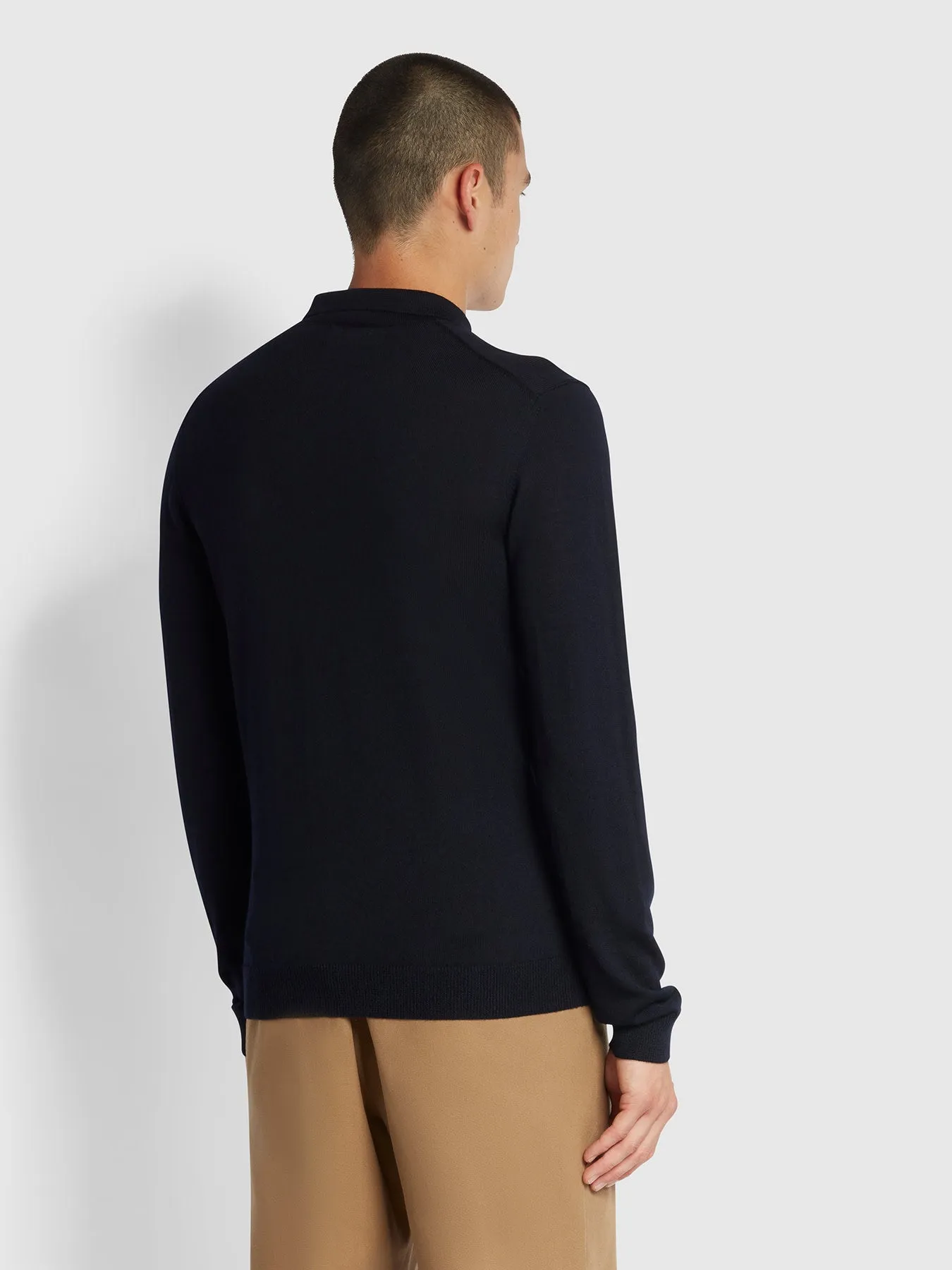 Glenarm Slim Fit Polo Jumper In True Navy