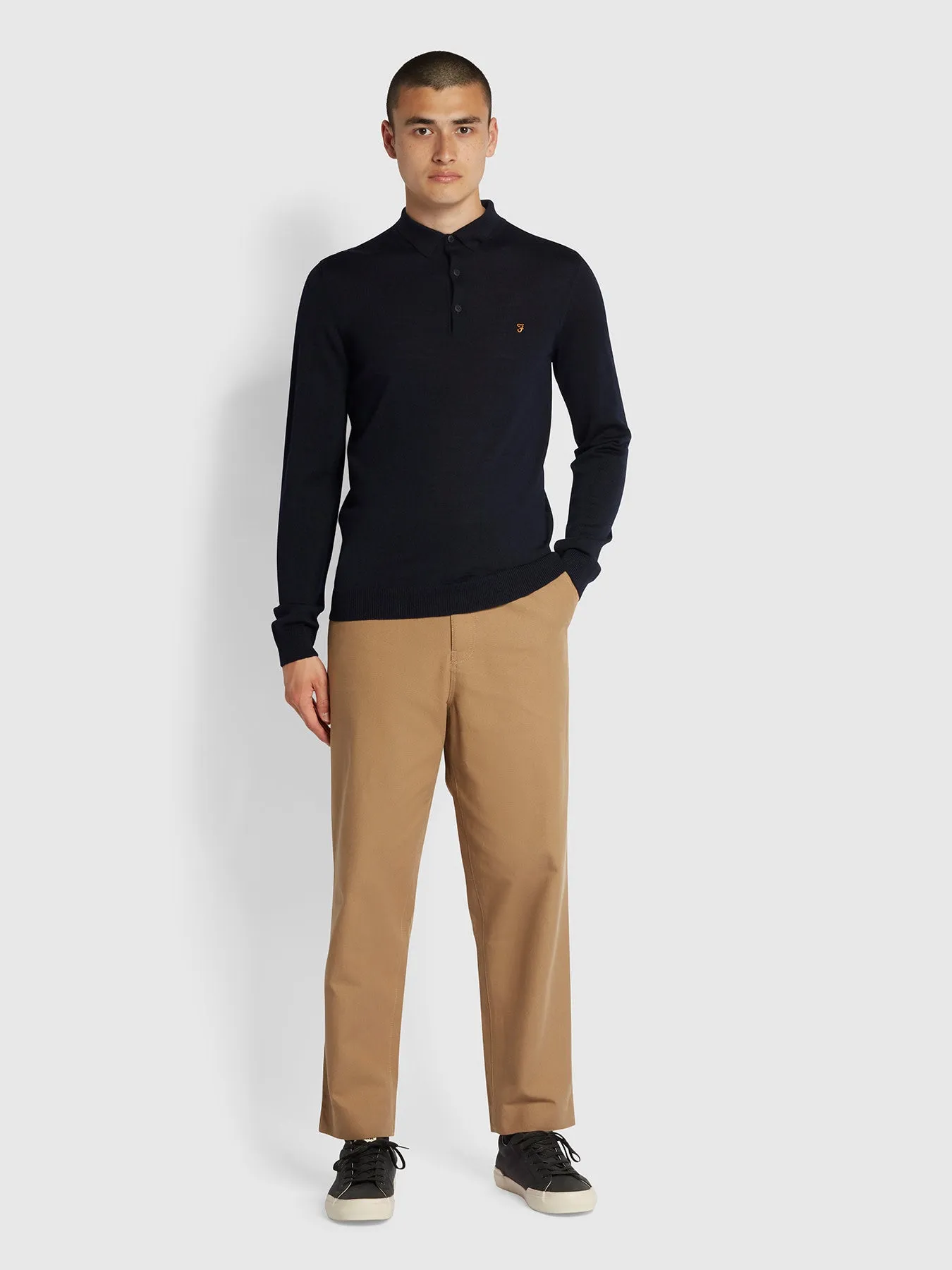 Glenarm Slim Fit Polo Jumper In True Navy