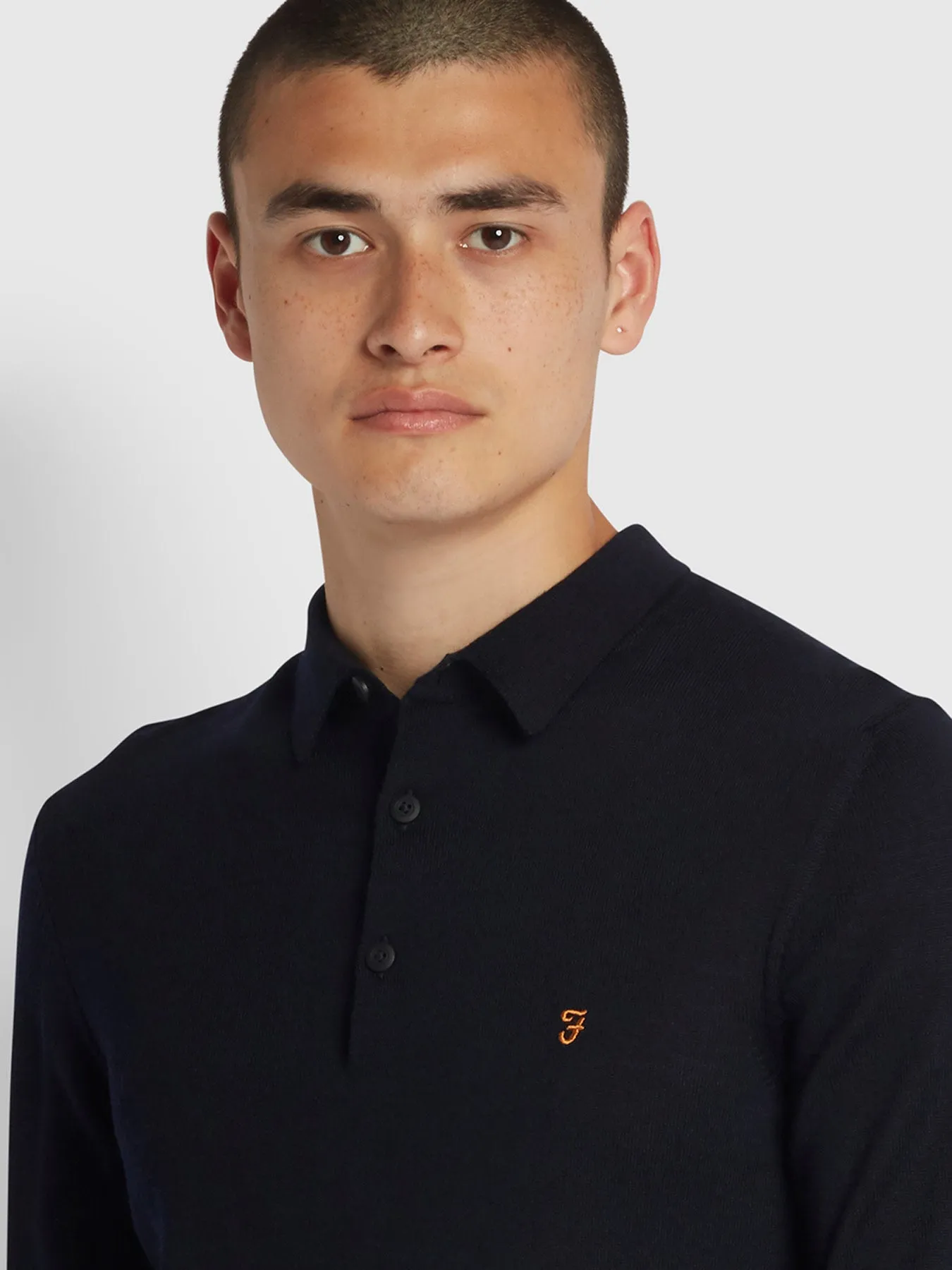 Glenarm Slim Fit Polo Jumper In True Navy