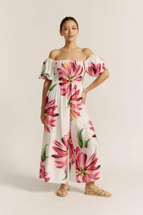 Gracie Pink Floral Puff Sleeve Jumpsuit