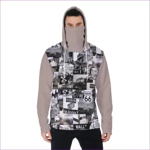 Greyed Streets Men's Pullover Hoodie With Mask