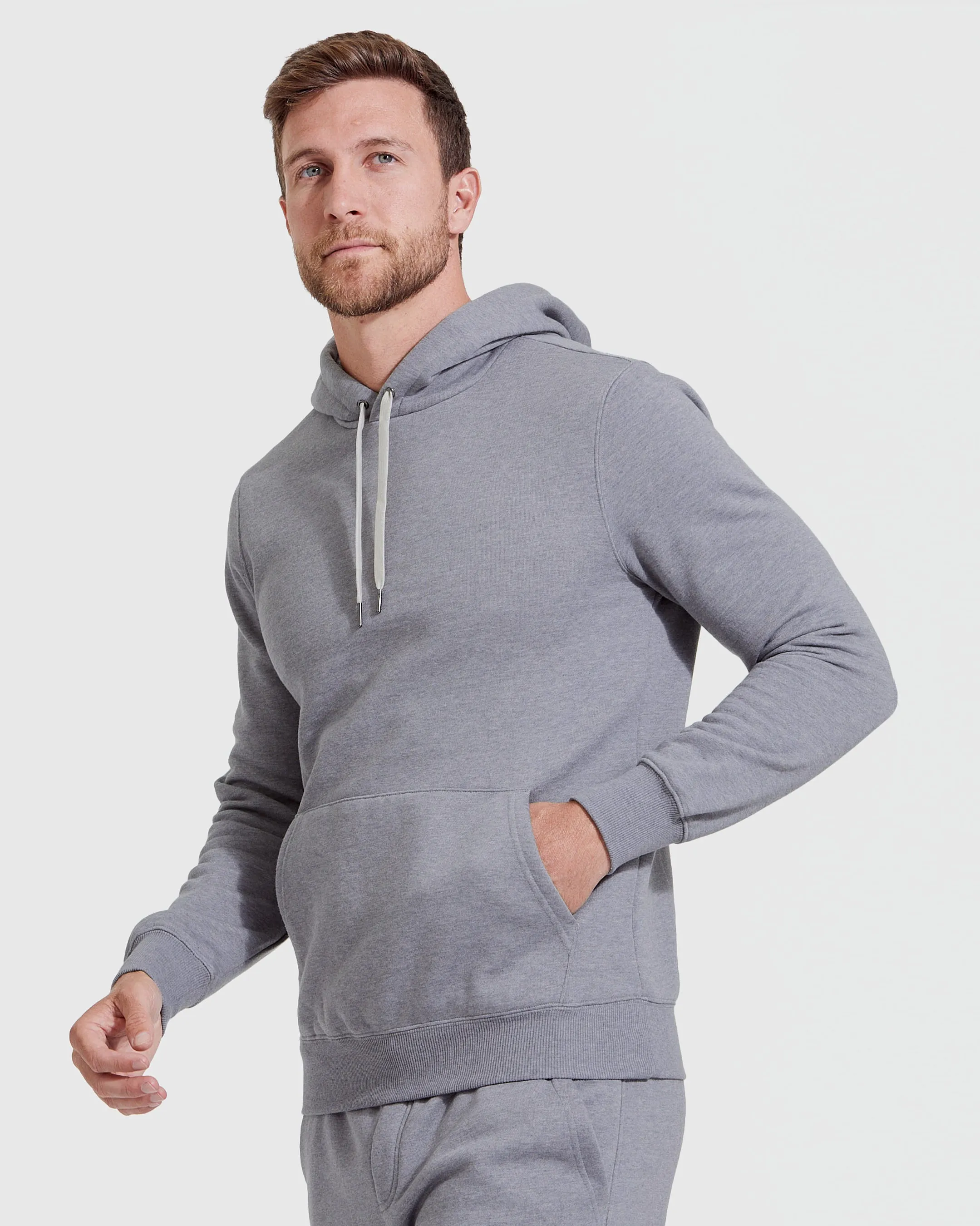 Heather Gray Fleece French Terry Pullover Hoodie