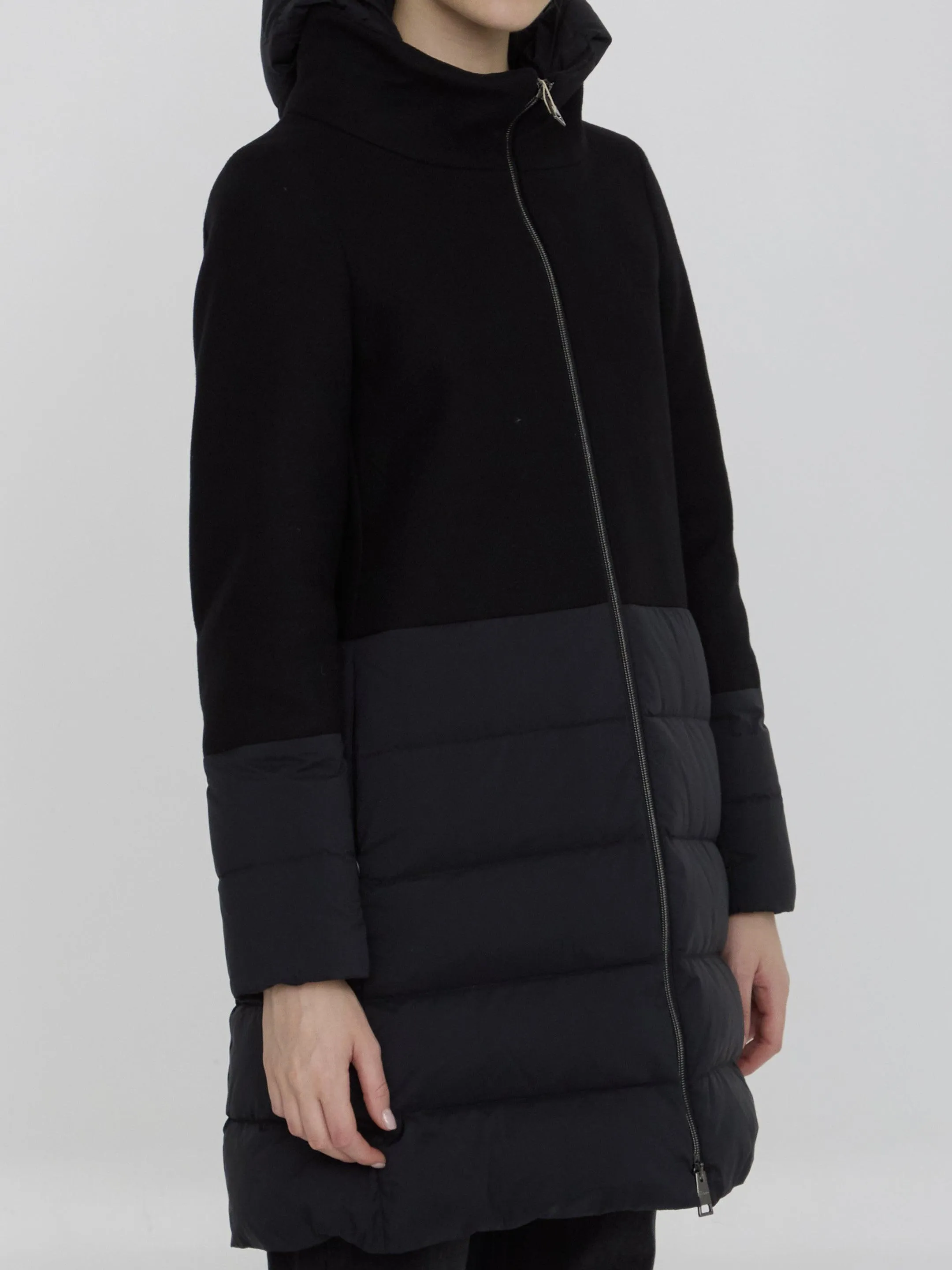 Herno Diagonal Wool Mixed Media Coat