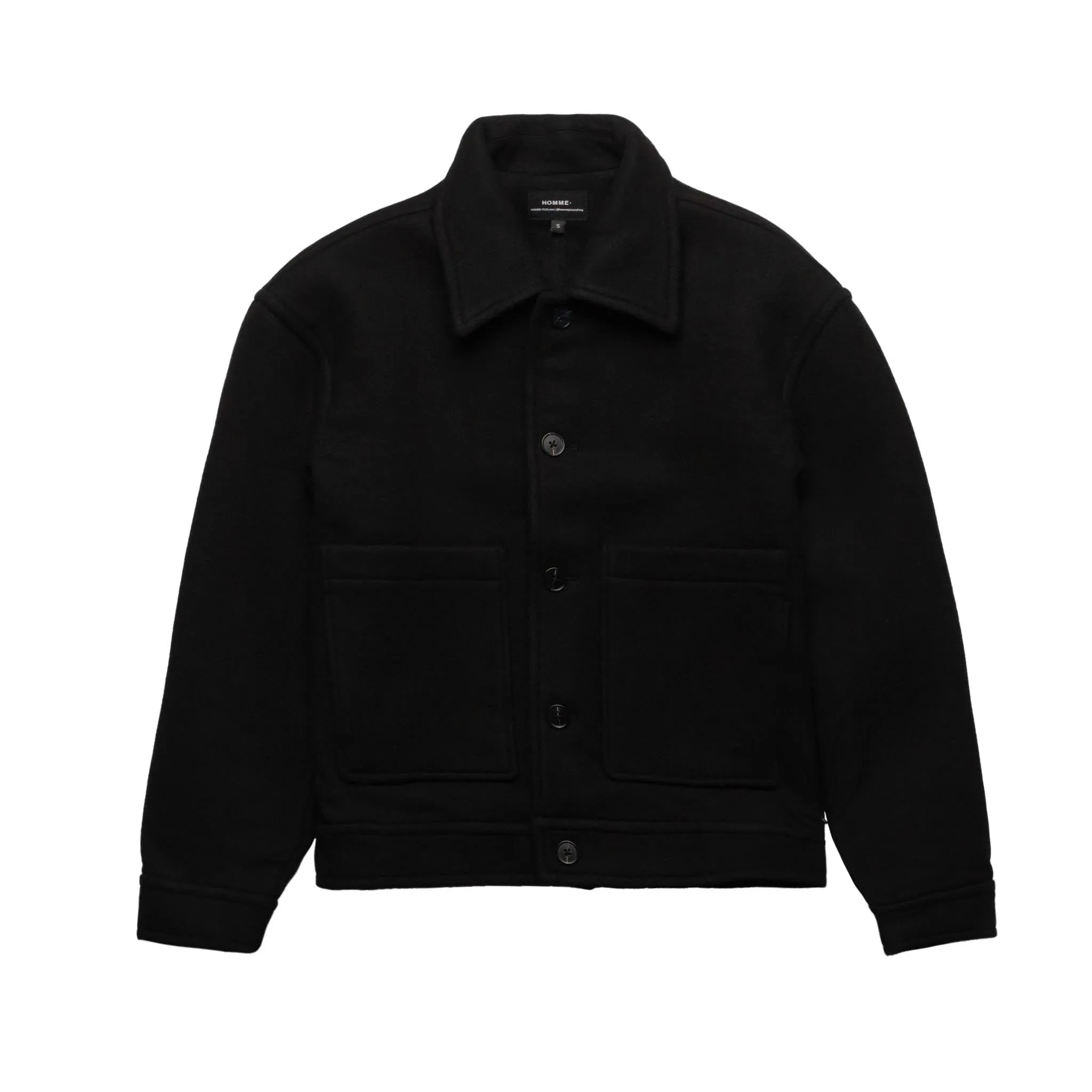 HOMME  Cropped Wool Jacket Black