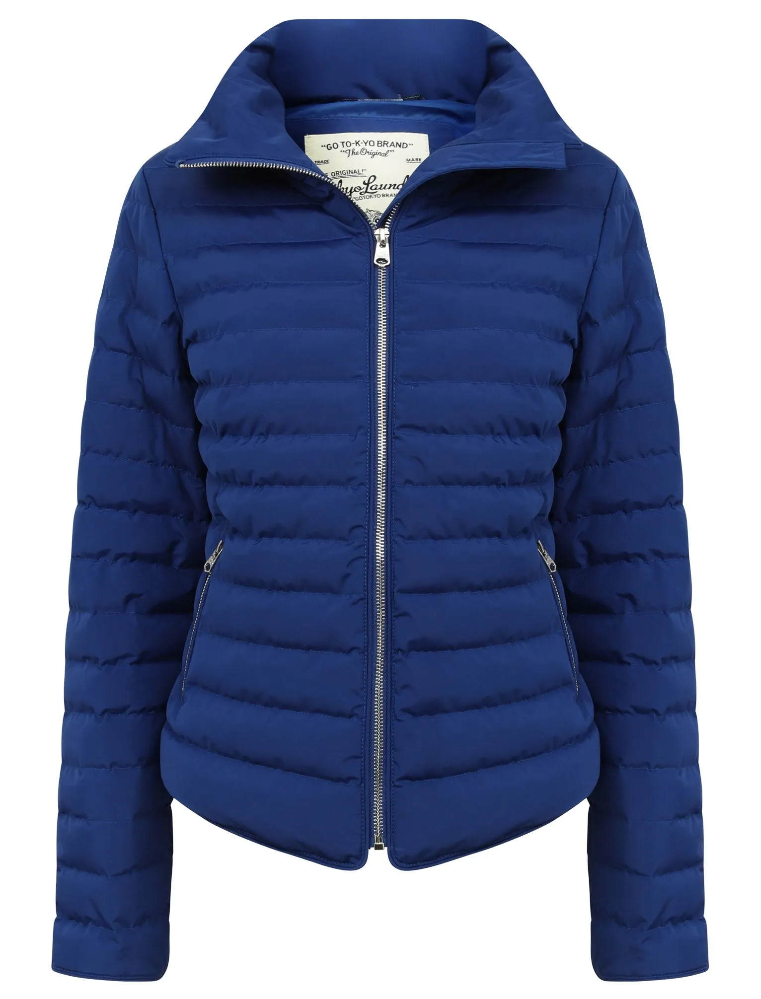 Honey Funnel Neck Quilted Jacket in Mazarine Blue - Tokyo Laundry