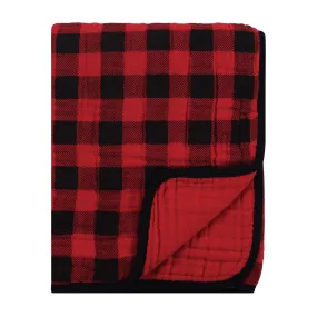 Hudson Baby Muslin Tranquility Quilt Blanket, Buffalo Plaid