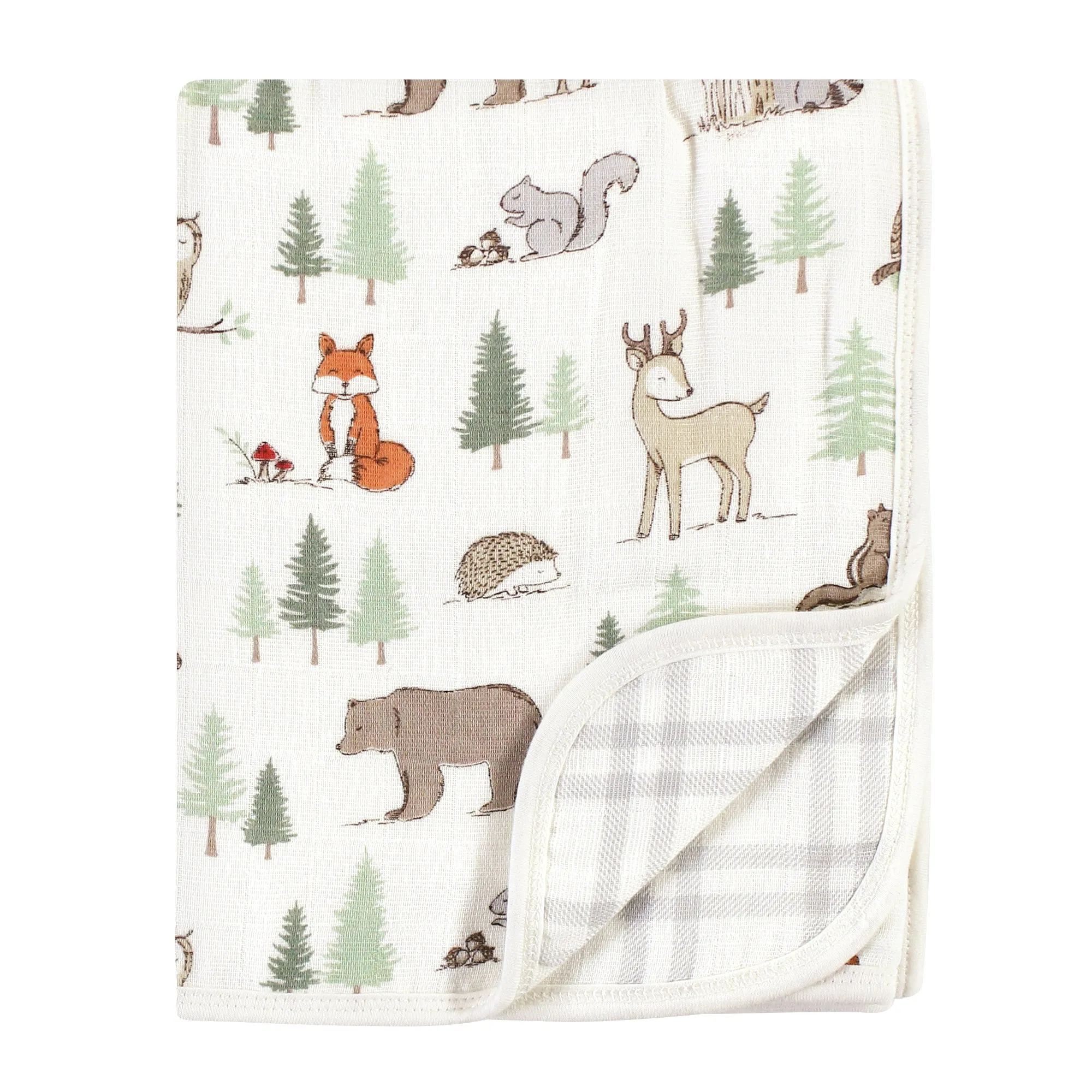 Hudson Baby Muslin Tranquility Quilt Blanket, Forest Animals