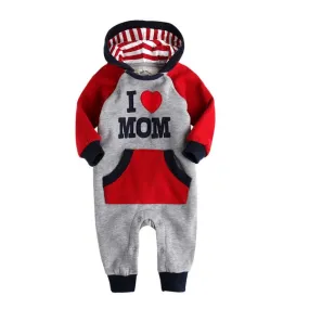 I Love Mom Fleece Hoodie Jumpsuit