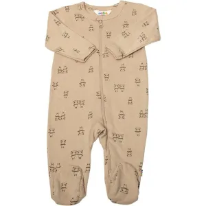 Joha Cotton Beige Jumpsuit with Foot