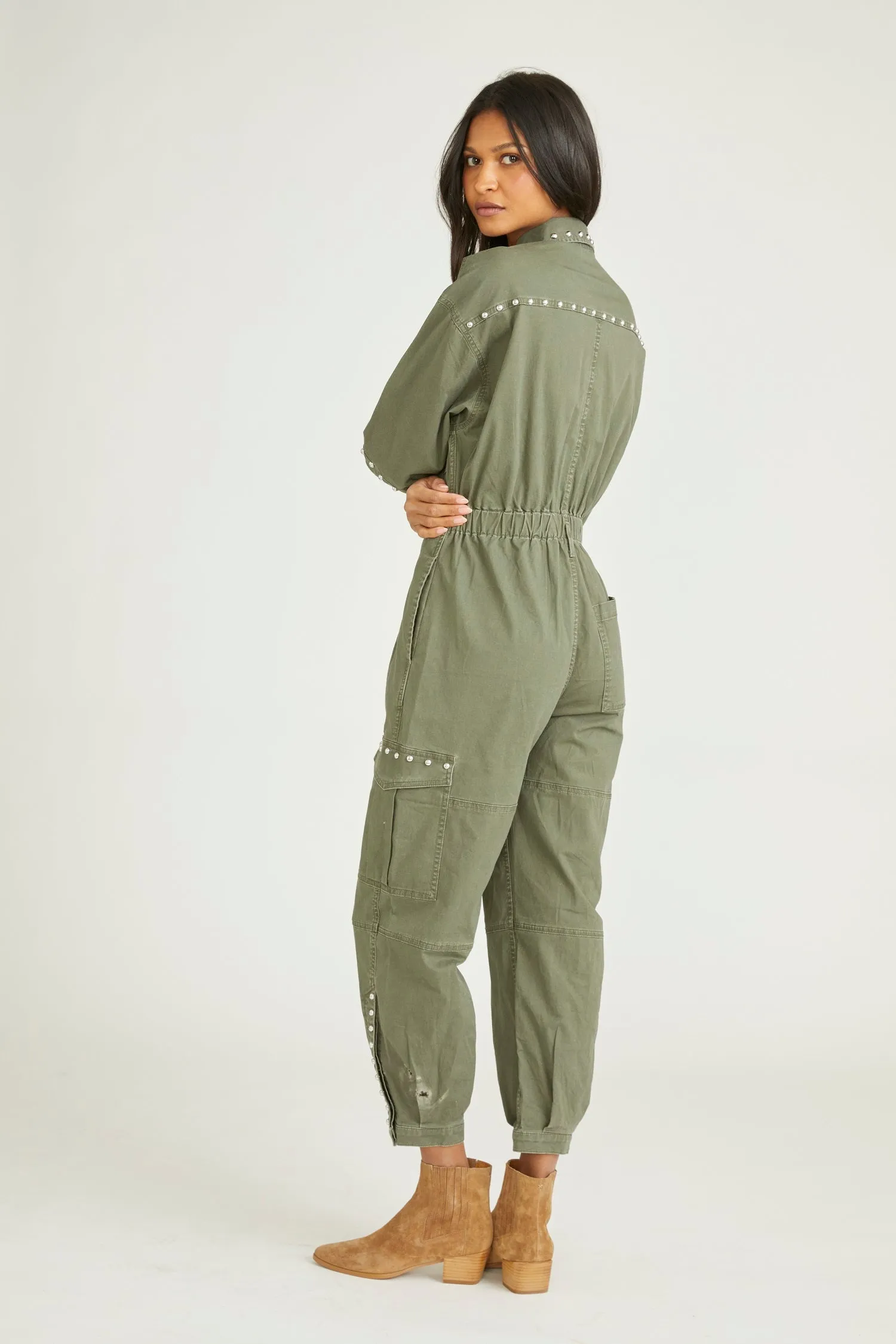 Jumpsuit - Olive Studded