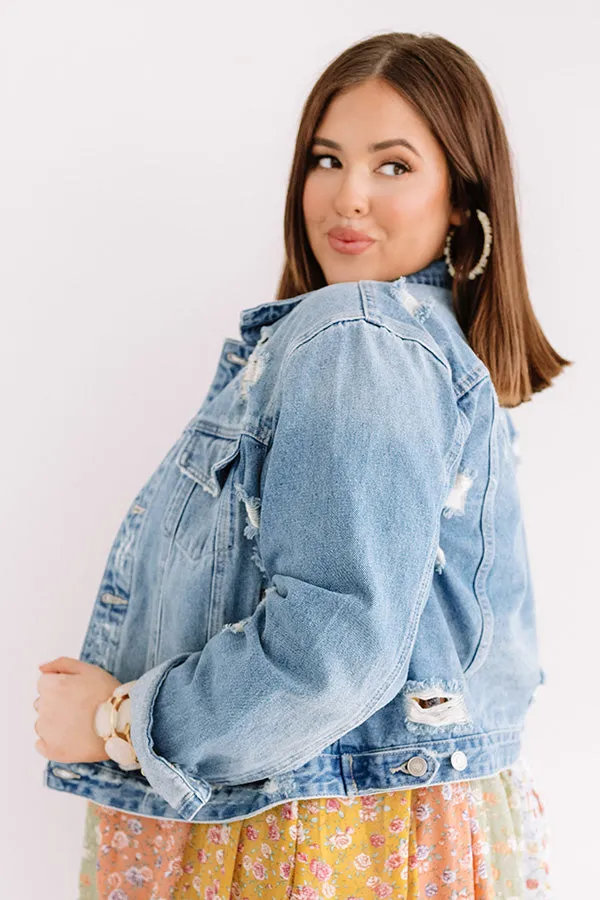 KanCan The Brooke Distressed Denim Jacket Curves