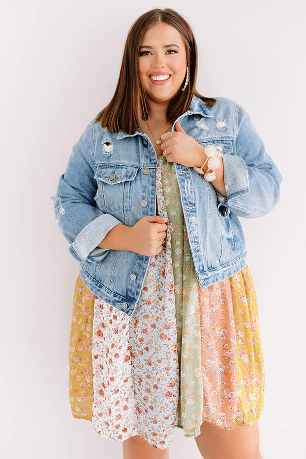 KanCan The Brooke Distressed Denim Jacket Curves